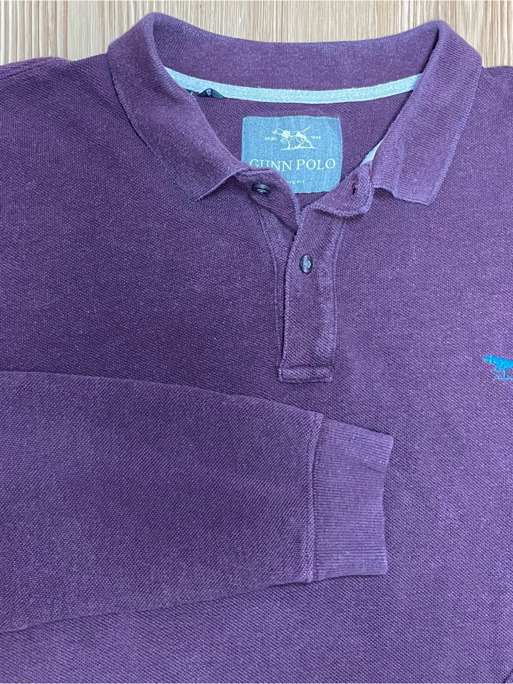 Rodd & Gunn Men's Medium Gunn Polo Long Sleeve Shirt Syrah Purple Cotton Sports